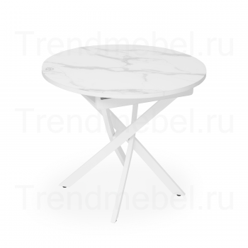 Стол со стеклом раздвижной ГРАЦИЯ-2 (мрамор белый)